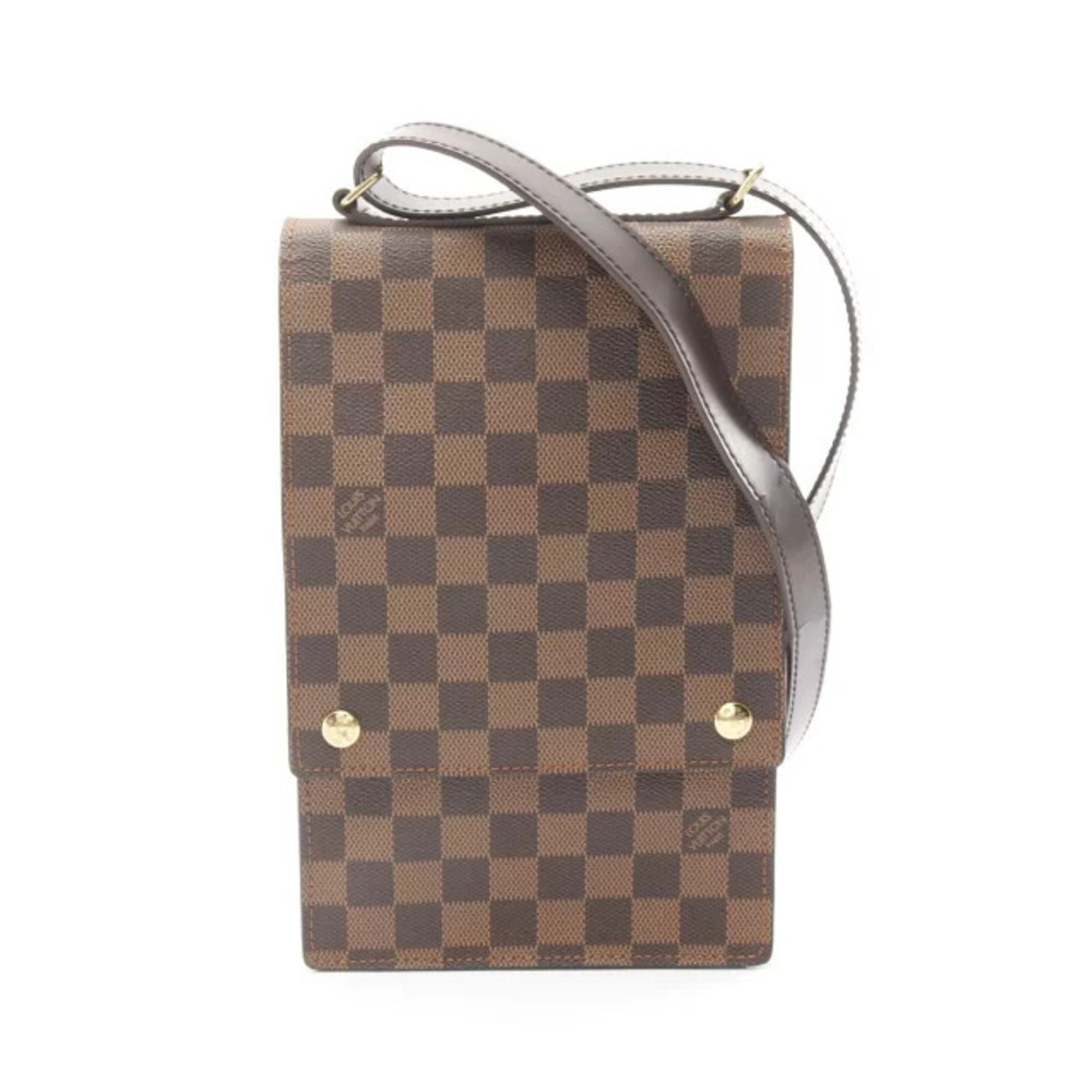 Louis Vuitton Portobello Shoulder Bag Canvas Leather Damier Brown